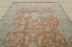 9x13 Peach, Gray, Beige Color Hand Knotted Oushak Wool Traditional Oriental Rug