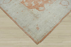 9x13 Peach, Gray, Beige Color Hand Knotted Oushak Wool Traditional Oriental Rug