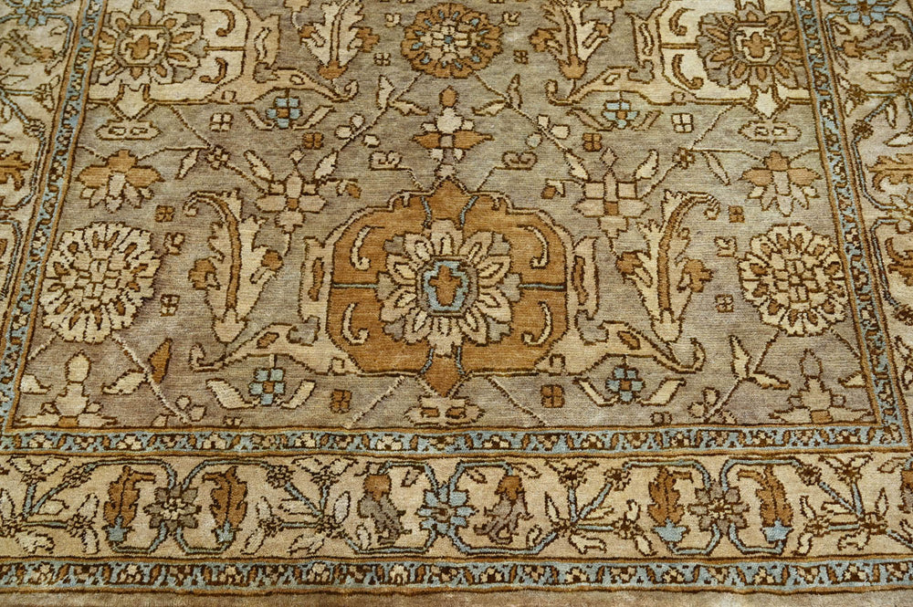 5x8 Gold, Beige, Blue Color Hand Knotted Oushak Wool Traditional Oriental Rug