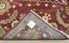 9x12 Raspberrry, Sage, Gold Color Hand Knotted Oushak Wool Traditional Oriental Rug