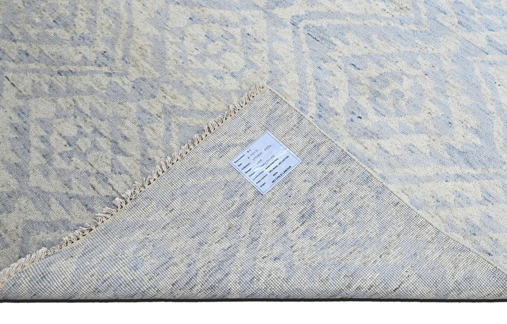 Multi Size Gray Blue Color Hand Knotted Oushak Wool Oriental Rug