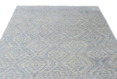 Multi Size Gray Blue Color Hand Knotted Oushak Wool Oriental Rug