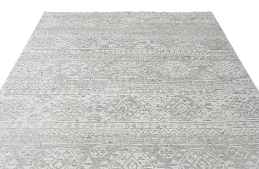 Multi Size Tone on Tone Gray Color Hand Knotted Oushak Wool Oriental Rug