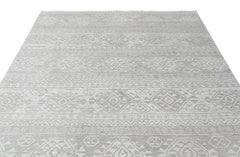 Multi Size Tone on Tone Gray Color Hand Knotted Oushak Wool Oriental Rug