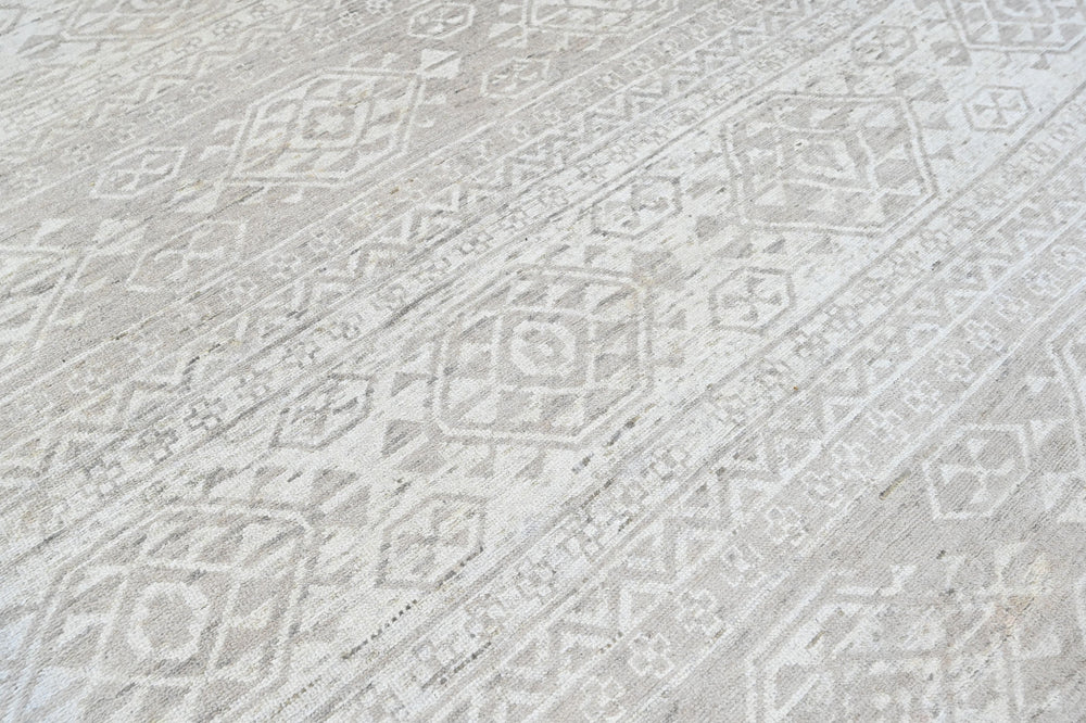 Multi Size Tone on Tone Gray Color Hand Knotted Oushak Wool Oriental Rug