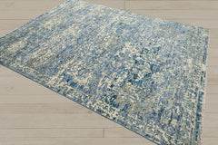 Multi Size Beige Blue Gray Color Hand Knotted Indo Oushak Wool Transitional Oriental Rug