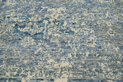 Multi Size Beige Blue Gray Color Hand Knotted Indo Oushak Wool Transitional Oriental Rug