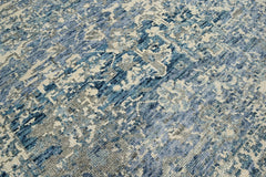 Multi Size Beige Blue Gray Color Hand Knotted Indo Oushak Wool Transitional Oriental Rug