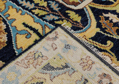 Multi Size Navy Mint Ivory Color Hand Knotted Oushak Wool Oriental Rug