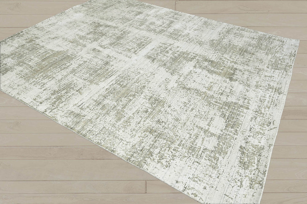 Multi Size Ivory Gray Beige Color Hand Knotted Wool Modern & Contemporary Oriental Rug