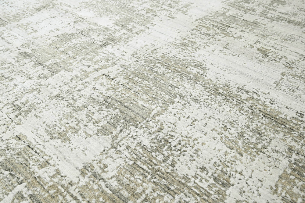Multi Size Ivory Gray Beige Color Hand Knotted Wool Modern & Contemporary Oriental Rug