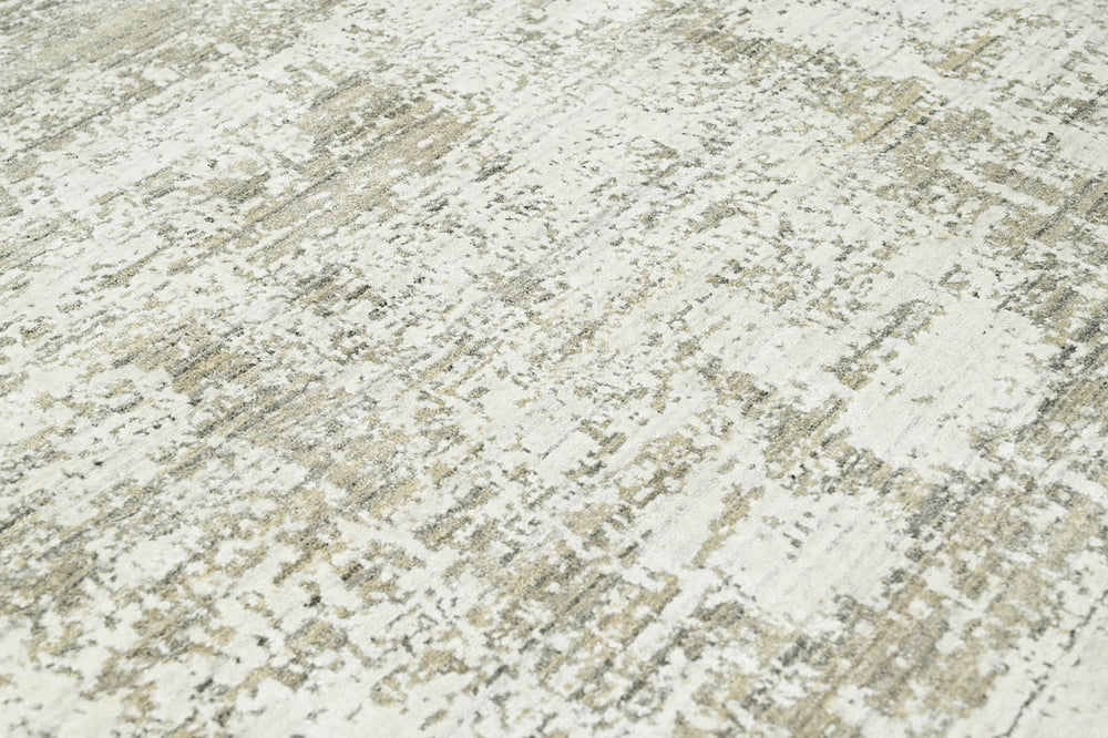 Multi Size Ivory Gray Beige Color Hand Knotted Wool Modern & Contemporary Oriental Rug