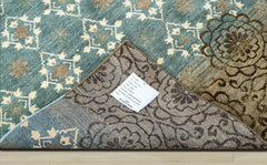 4x6 Teal, Tan, Ivory Color Hand Knotted Wool Transitional Oriental Rug