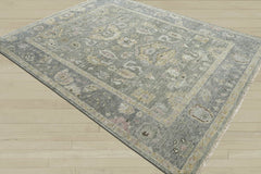 Multi Size Moss Slate Light Gold Color Hand Knotted Oushak Wool Traditional Oriental Rug