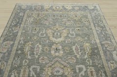 Multi Size Moss Slate Light Gold Color Hand Knotted Oushak Wool Traditional Oriental Rug