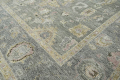 Multi Size Moss Slate Light Gold Color Hand Knotted Oushak Wool Traditional Oriental Rug