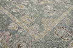 Multi Size Moss Slate Light Gold Color Hand Knotted Oushak Wool Traditional Oriental Rug
