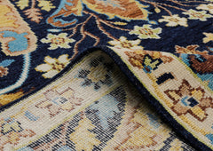 Multi Size Navy Mint Ivory Color Hand Knotted Oushak Wool Oriental Rug