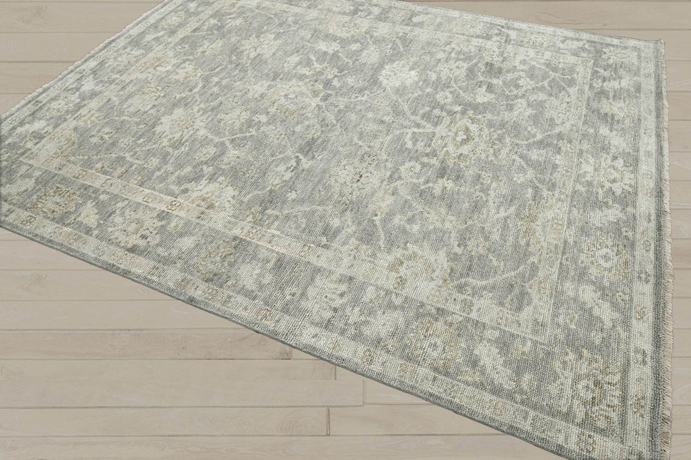 Multi Size Gray Beige Color Hand Knotted Indo Oushak Wool Traditional Oriental Rug