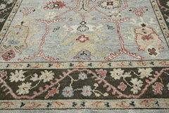 Multi Size Moss Graphite Peach Color Hand Knotted Oushak Wool Traditional Oriental Rug