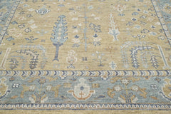 Multi Size Warm Beige Aqua Ivory Color Hand Knotted Oushak Wool Traditional Oriental Rug