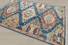 Multi Size Blue Rust Beige Color Hand Knotted Oushak Wool Oriental Rug