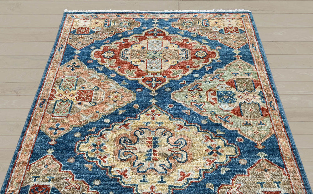 Multi Size Blue Rust Beige Color Hand Knotted Oushak Wool Oriental Rug