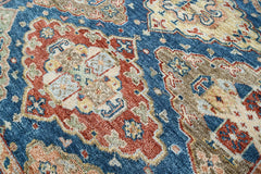 Multi Size Blue Rust Beige Color Hand Knotted Oushak Wool Oriental Rug