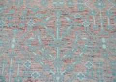 10x14 Blush, Aqua, Ivory Color Hand Knotted 100% Wool Transitional Oriental Rug