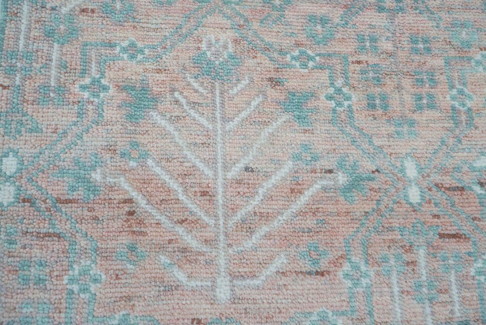 10x14 Blush, Aqua, Ivory Color Hand Knotted 100% Wool Transitional Oriental Rug