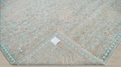 10x14 Blush, Aqua, Ivory Color Hand Knotted 100% Wool Transitional Oriental Rug