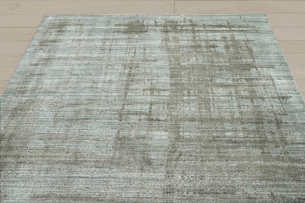 8x10 Gray, Blue, Color Hand Knotted 100% Wool Modern & Contemporary Oriental Rug