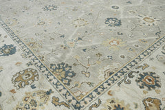 2x3 Gray, Beige, Blue Color Hand Knotted Oushak Wool Traditional Oriental Rug