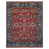 8x10 Red, Navy, Gold Color Hand Knotted Oushak Wool Oriental Rug