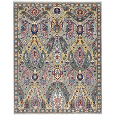 8x10 Gray, Pink, Gold Color Hand Knotted Oushak Wool Oriental Rug