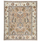 8x10 Mocha, Ivory, Gray Color Hand Knotted Oushak Wool Oriental Rug