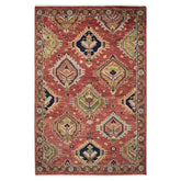 5x8 Rose, Gold, Lime Color Hand Knotted Oushak Wool Oriental Rug