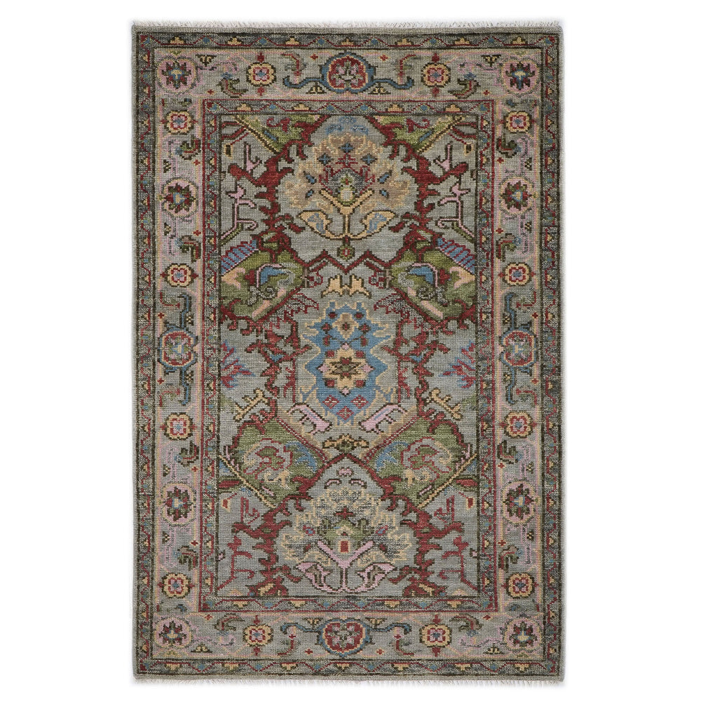 5x8 Moss, Gray, Rust Color Hand Knotted Oushak Wool Oriental Rug