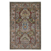 5x8 Moss, Gray, Rust Color Hand Knotted Oushak Wool Oriental Rug