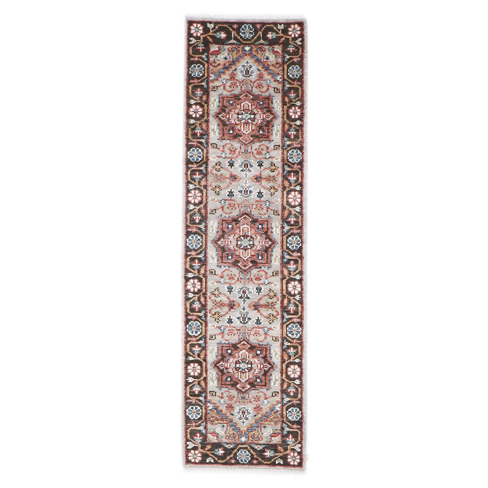 2'6x10 Gray, Rust, Ivory Color Hand Knotted Oushak Wool Traditional Oriental Rug