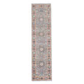 2'6x10 Gray, Blush, Tan Color Hand Knotted Oushak Wool Traditional Oriental Rug
