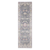2'6x10 Slate, Gray, Sage Color Hand Knotted Oushak Wool Transitional Oriental Rug