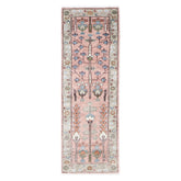 2'6x8 Blush, Gray, Blue Color Hand Knotted Oushak Wool Transitional Oriental Rug