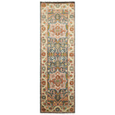 2'6x8 Teal, Gray, Rust Color Hand Knotted Oushak Wool Traditional Oriental Rug