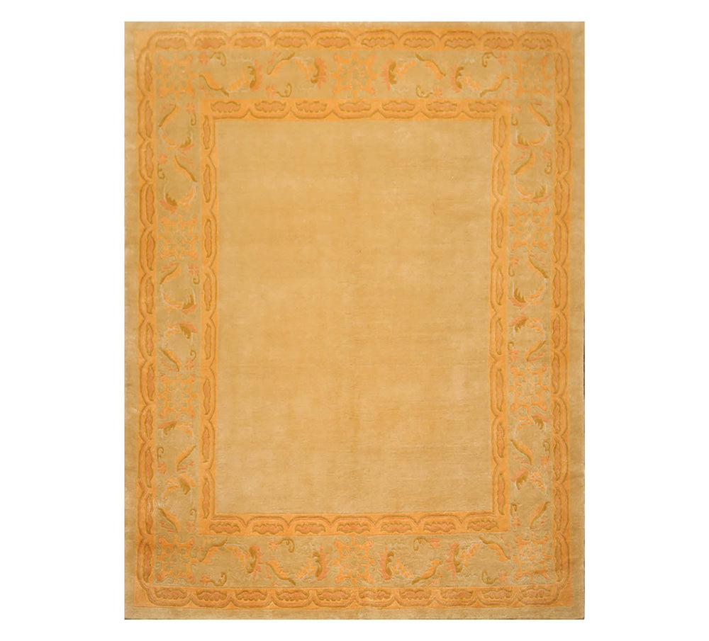 9x12 Beige, Peach, Gold Color Hand Knotted 100% Wool Traditional Oriental Rug