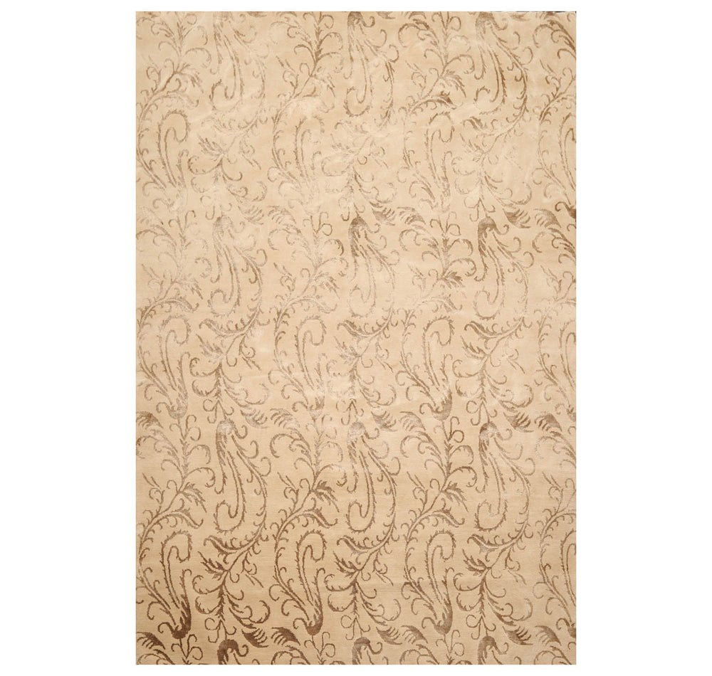 6x9 Beige, Brown, Color Hand Knotted 100% Wool Transitional Oriental Rug