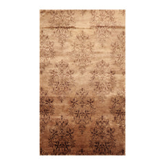 5x8 Tan, Brown, Color Hand Knotted 100% Wool Transitional Oriental Rug