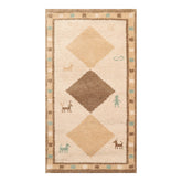 3x5 Beige, Brown, Caramel Color Hand Knotted Gabbeh 100% Wool Modern Oriental Rug