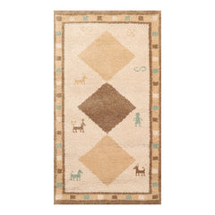 3x5 Beige, Brown, Caramel Color Hand Knotted Gabbeh 100% Wool Modern Oriental Rug