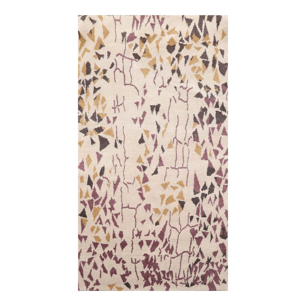 3x5 Beige, Charcoal, Aubergine Color Hand Knotted 100% Wool Modern Oriental Rug